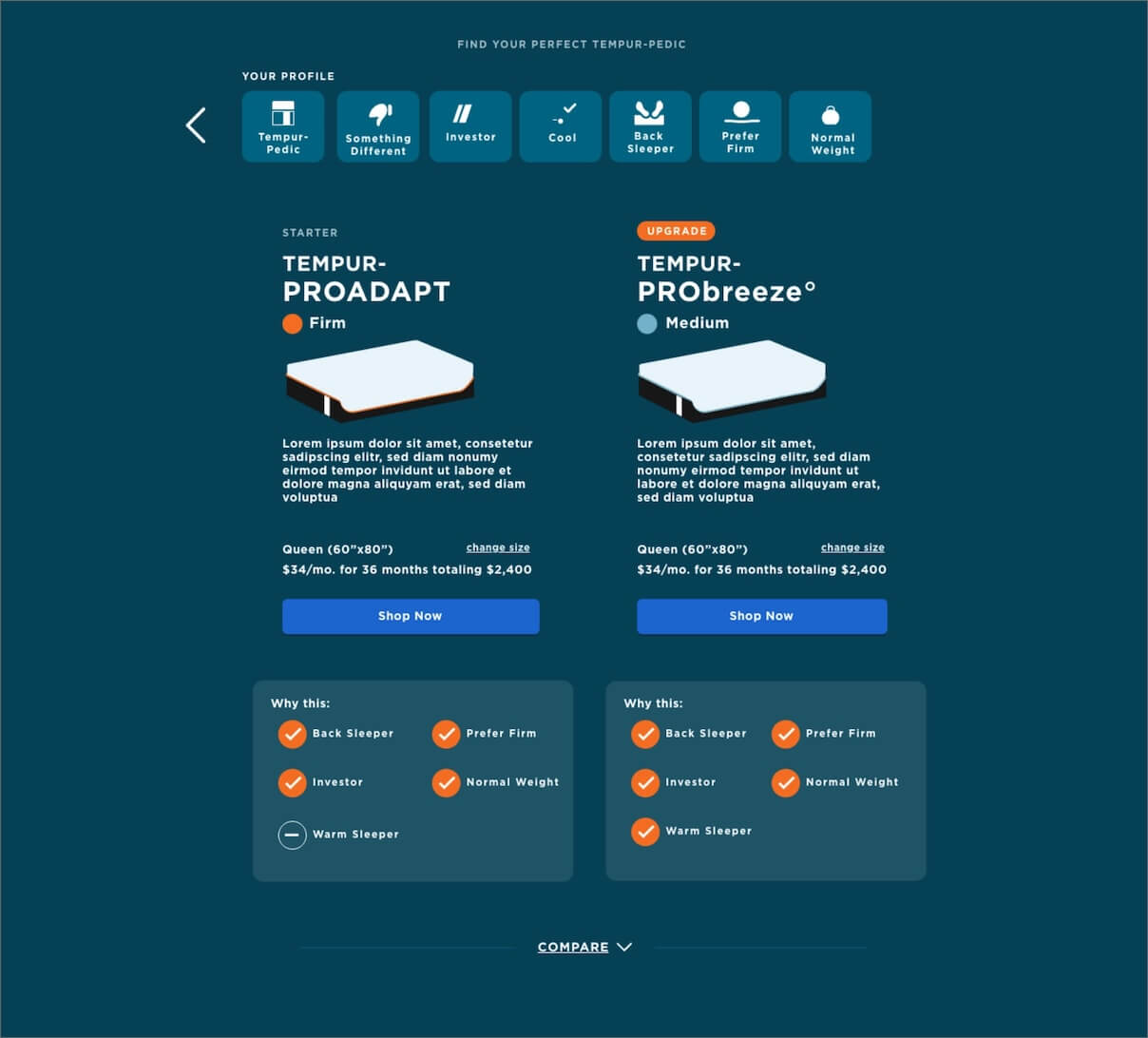 Tempur-Pedic Product Selector - Build Your Own Mattress